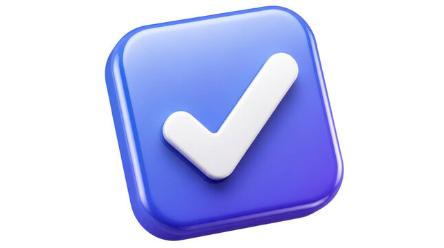 3d blue check mark icon on black background for business choice concept