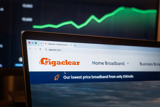 LONDON, UK - AUGUST 10, 2026: Logo of Gigaclear on their website. Gigaclear is a British broadband provider based in Rural England.