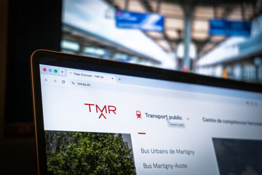 BERN, SWITZERLAND - JULY 30, 2026: Logo of TMR on their website. Transports de Martigny et Regions is a Swiss regional rail and bus operator from Martigny and western Valais.