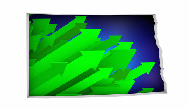 North Dakota ND State Map Arrows Increase Up On the Rise Growth Data 3d Illustration