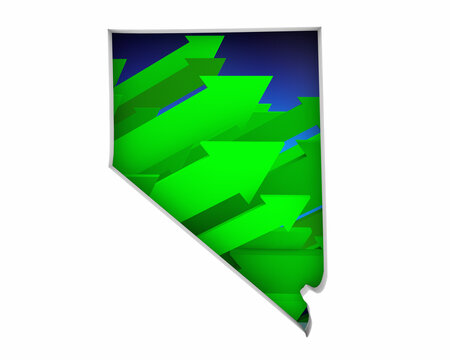 Nevada NV State Map Arrows Increase Up On the Rise Growth Data 3d Illustration
