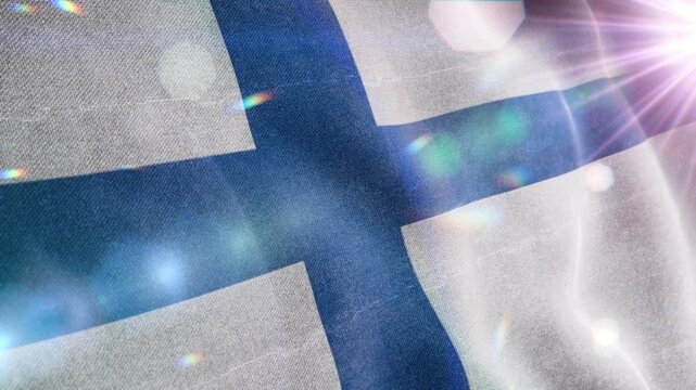 Realistic Finland Flag Macro Shot