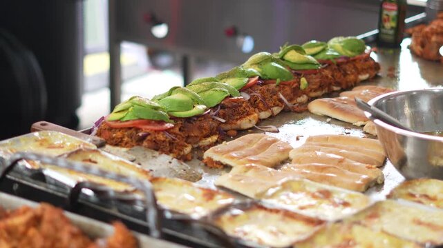 Close Shot Of Chef Preparing Delicious Mexican Torta, Mexico