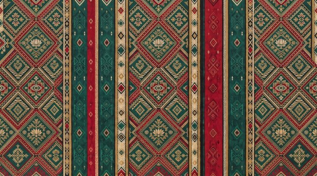 Nepal patterns vertical striped folk textile design with geometric shapes nepalese himalayan mountain traditional heritage