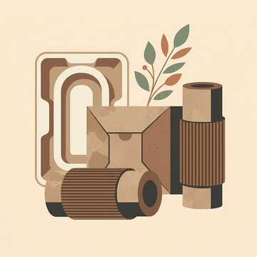 sustainable packaging and eco friendly materials concept flat illustration - ai generated