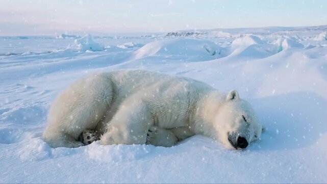 polar bear on ice Seamless looping 4k time-lapse animation video background 