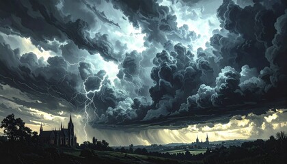 Fototapeta premium Storm Over Gothic Church