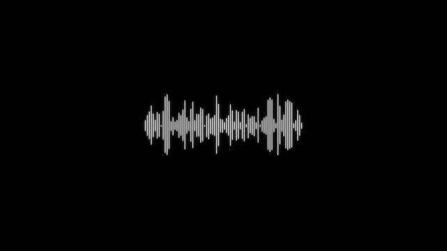 Music sound visualization with glowing sound waves and audio frequency spectrum in a dark background. Modern digital audio waveform animation representing music, sound, rhythm, frequency, technology,