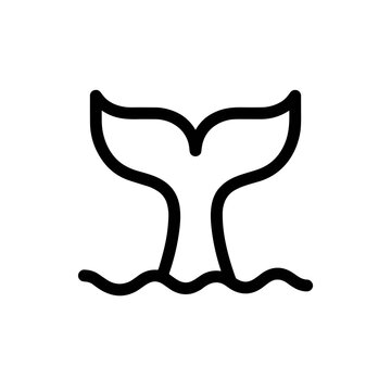 Minimalist whale tail icon with bold black lines on white background
