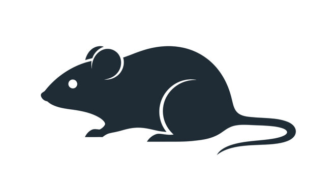 Minimalist silhouette illustration of a small rodent mouse in dark color.