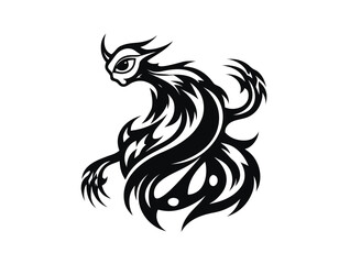 Fototapeta premium Stylized tribal creature silhouette on transparent background