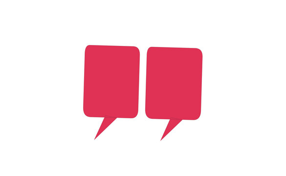 Two pink speech bubbles isolated on white background for chat and communication design