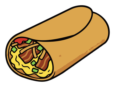 Breakfast burrito perspective view vector illustration. Generative AI