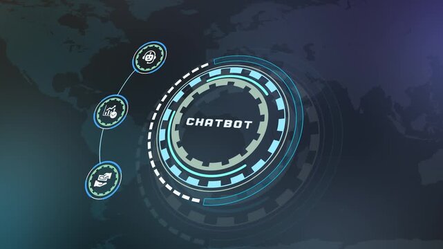 Futuristic chatbot technology concept for automated customer communication, virtual assistance, digital service delivery, business support and online engagement.