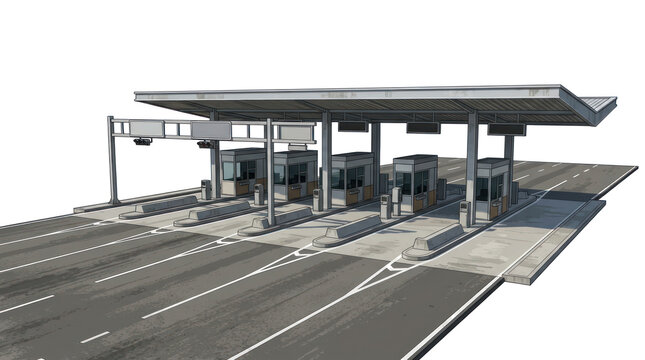 3D Render of a Highway Toll Booth Station