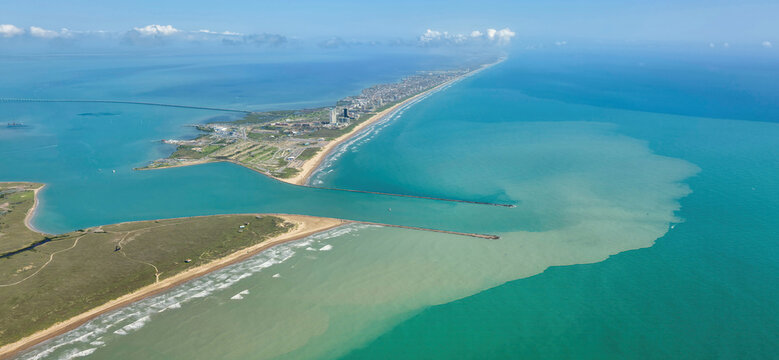 Aerial view of South Padre Island In south Texas