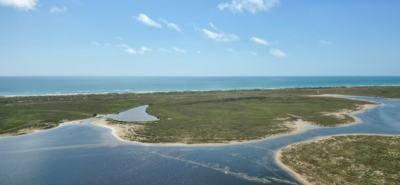 Aerial view near Port Isabel in Cameron County, Texas