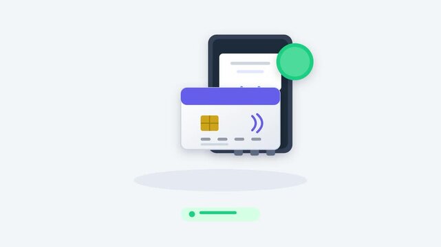 Contactless Payment Transaction Animation with Credit Card and NFC Terminal in 4K 30fps 16:9