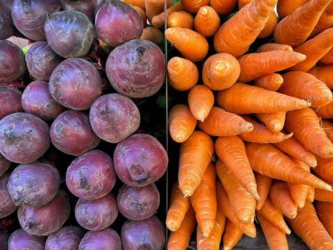 Fresh beetroots and carrots