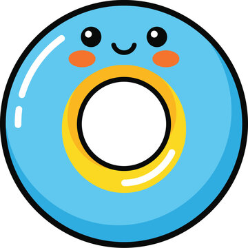 Cute cartoon donut with googly eyes and smiley face