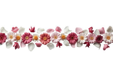 Naklejka premium Delicate pink and white flower border with green leaves