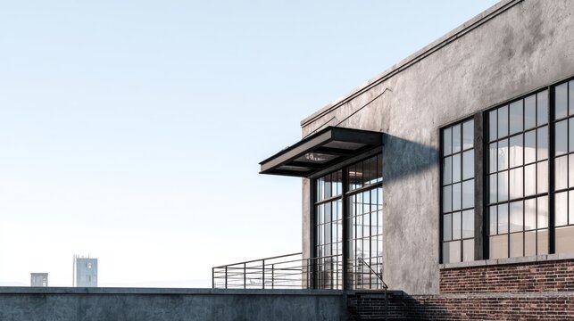 Urban Industrial Building with Modern Architectural Design Elements