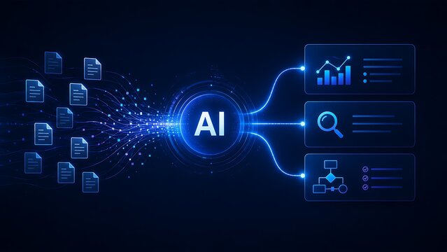 Artificial Intelligence Document Processing And Data Analysis Automation Concept