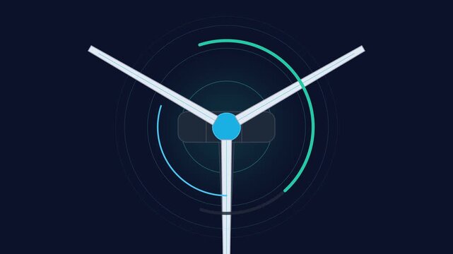 A modern wind turbine graphic illustration against dark background