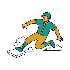 Fototapeta premium Cartoon Person Jumping Over Open Book Illustration.