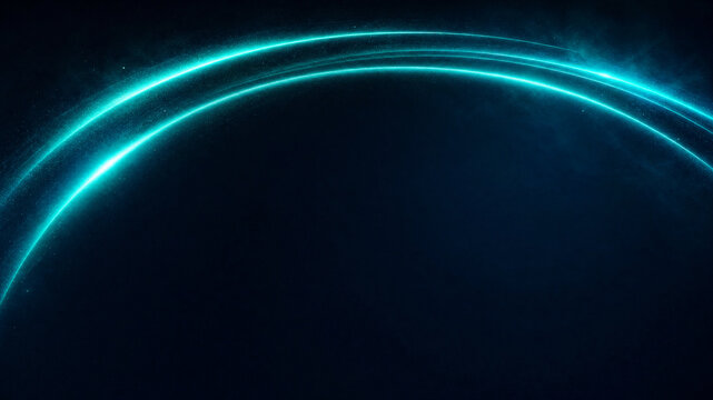 Futuristic blue light trails on dark background, glowing neon curved lines, abstract technology motion effect for digital wallpaper