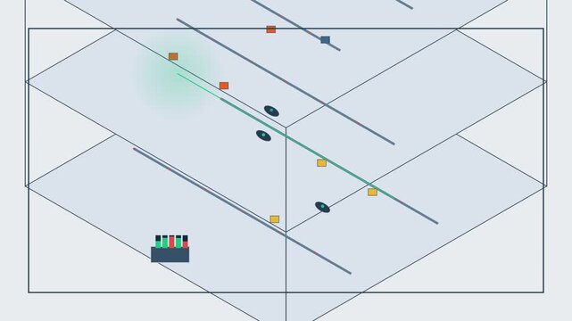 Abstract data visualization wireframe with geometric shapes and lines