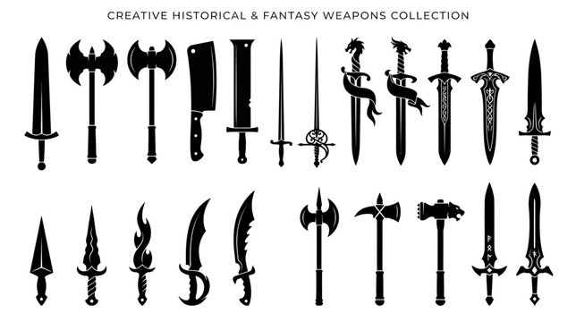 Collection of Fantasy and Historical Weapon Silhouettes