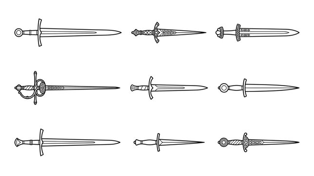 Collection of Vintage Sword Illustrations