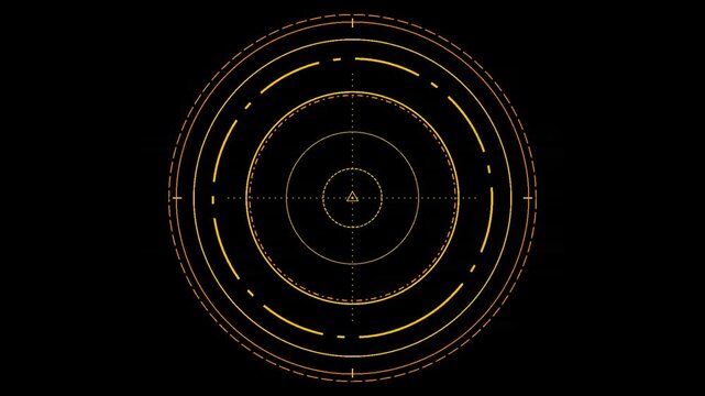 futuristic circular hud interface Amber Gold Heavy Rotating Dash Ring Tech Target HD