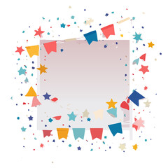 Naklejka premium Colorful Party Frame with Confetti and Banners