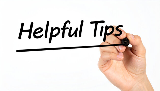 Hand with marker writing the word Helpful Tips for business and education