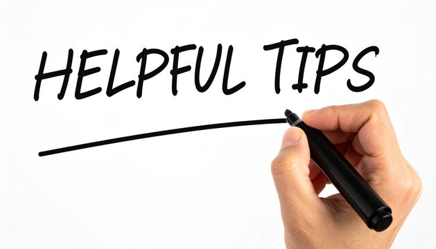 Hand with marker writing the word Helpful Tips