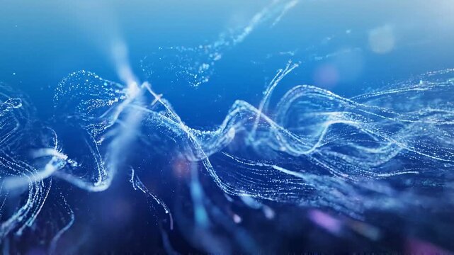 Futuristic cyber security network animation showing digital shields and encrypted data streams across a secure server infrastructure backdrop