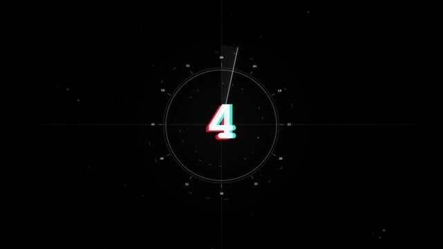 Vintage countdown leader with grunge texture and circular hud overlay retro grain