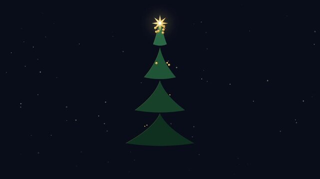 A minimal dark holiday background with a green tree