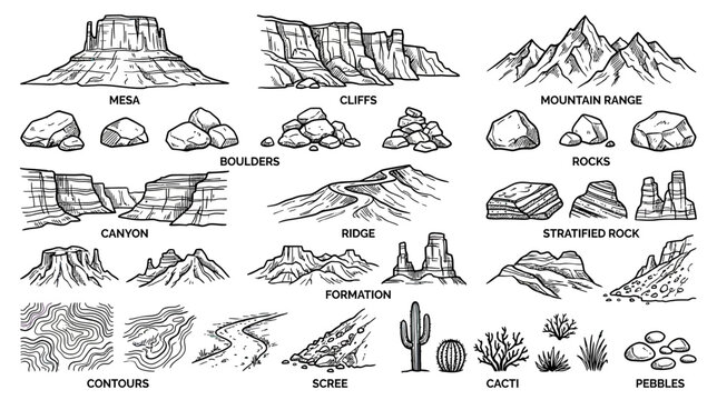 Hand-drawn Natural Landscape Elements Collection
