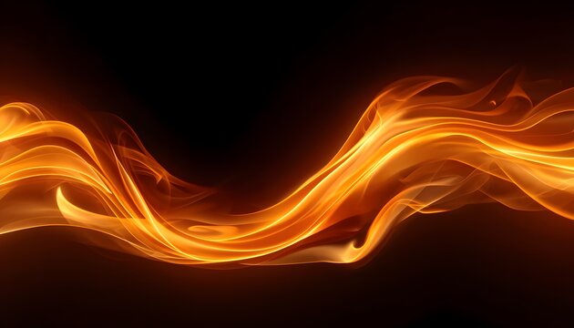 Abstract orange fire flame wave on black background