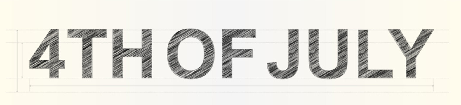 Bold text reading 4th Of July designed with an artistic scribbled effect for holiday event graphics