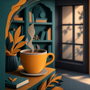 Shadow Box Cozy Coffee Corner with Depth of Field Layers Design