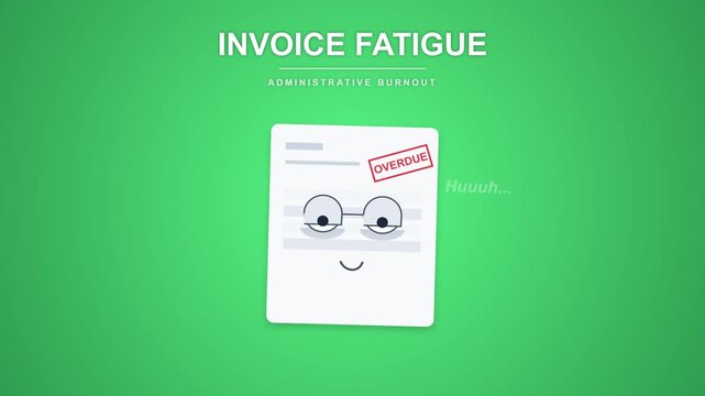Invoice Fatigue Concept Animation with Overdue Stamp Character.