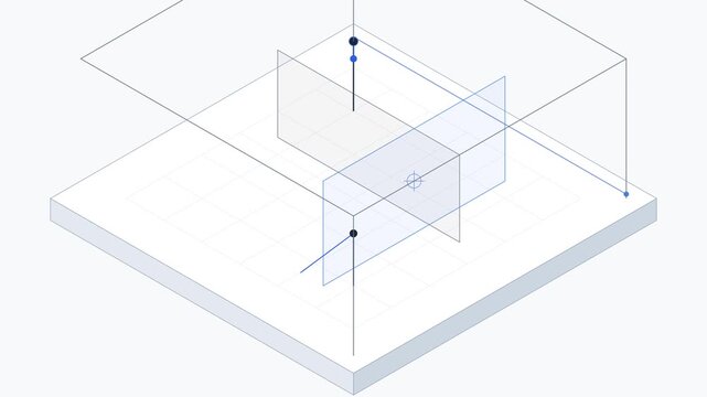 Abstract isometric technical diagram showing coordinate planes and geometric lines