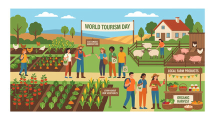 Fototapeta premium World Tourism Day: Farm Tourism Experience with Organic Produce and Livestock