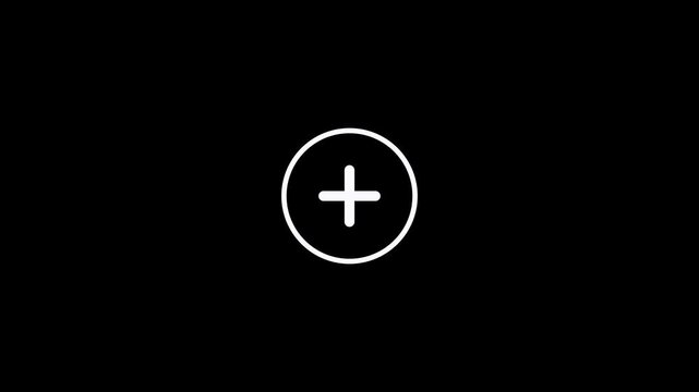 Long SEO Title: Modern Clean Minimalist Thin Outline Circular Ring Floating Plus Add Icon Animation 6 Seconds Loop on Alpha Channel 4K