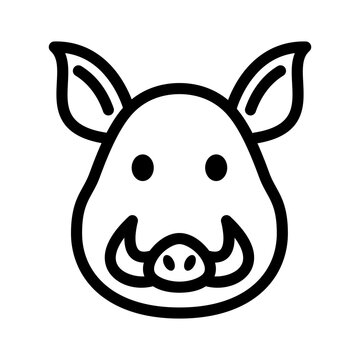 Boar Icon, Wild Animal Line Style Vector