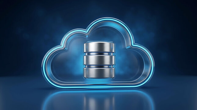 Cloud computing database storage icon for secure digital network server data system
